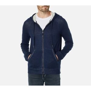 John Varvatos Double-Knit Plaited Hoodie Men's S Pacific Blue‎ Zip NWT Free Ship